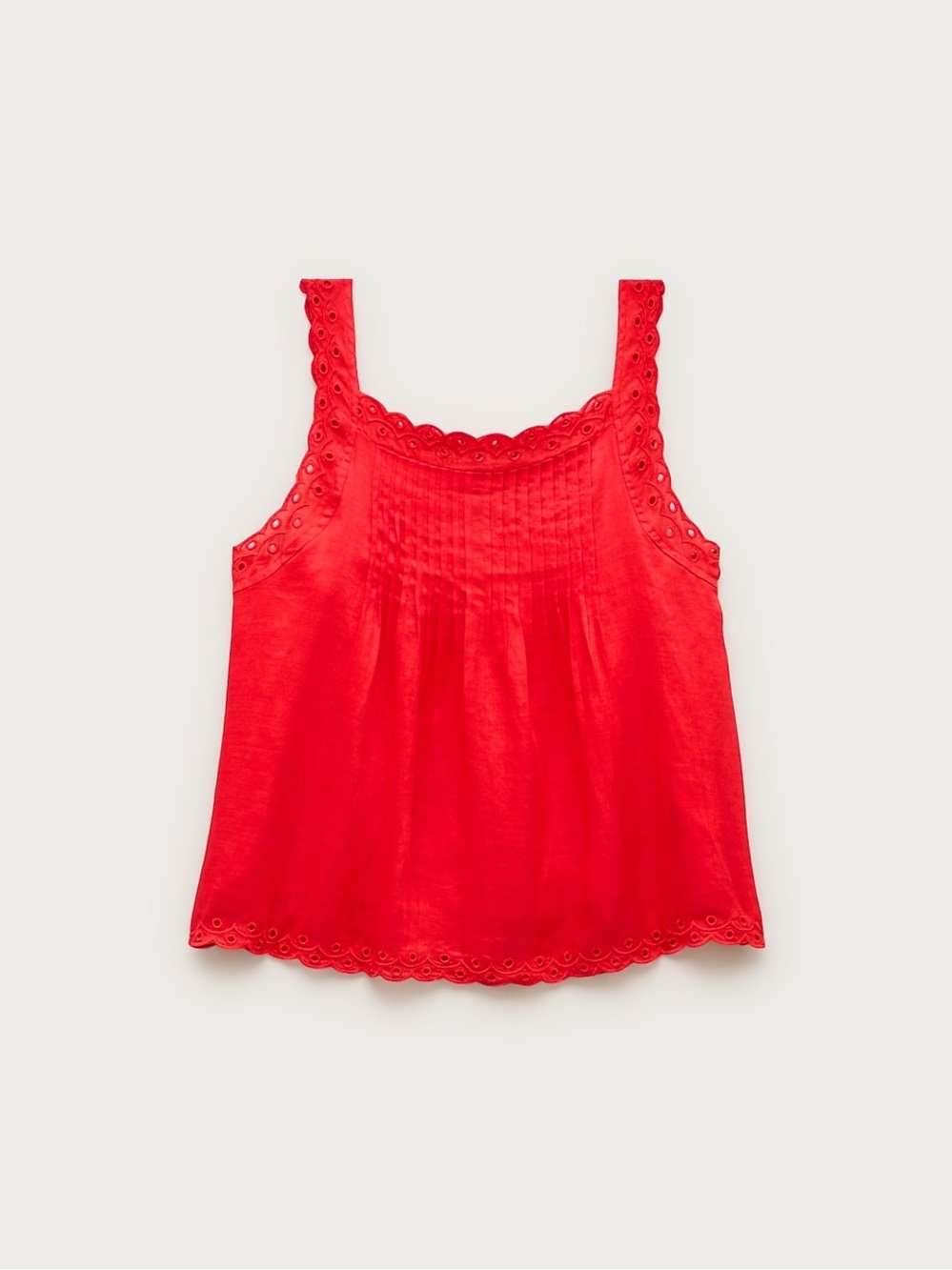 JCrew Red Scallop-Trim Sleeveless Women's Tank Top in Dark Poppy S NWT